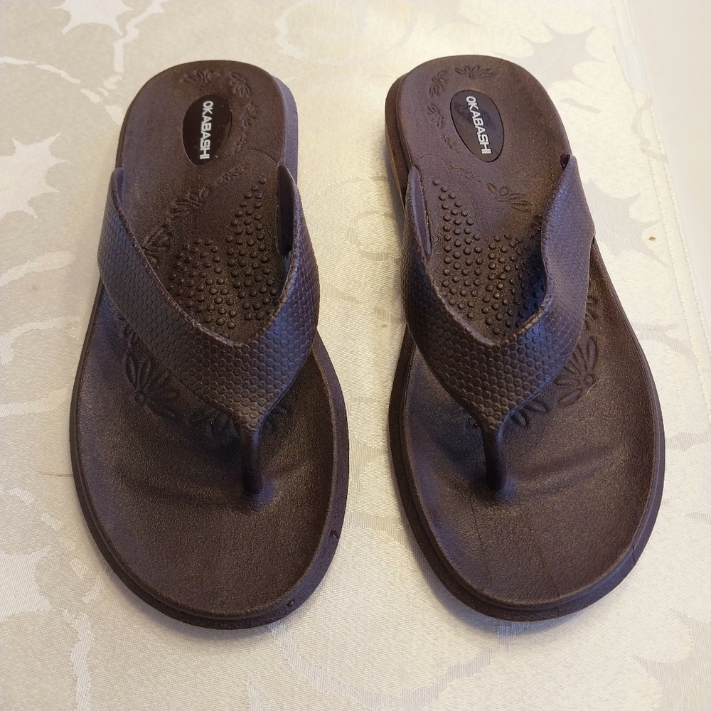 Okabashi Women's Maui Ergonomic Flip Flops Sandals Size Medium Brown Comfort - Picture 3 of 11